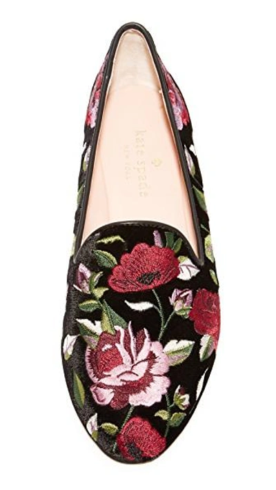 Shop Kate Spade Swinton Floral Slip On Flats In Black