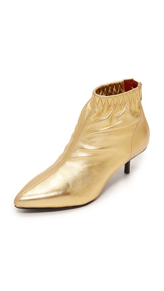 gold kitten heel booties