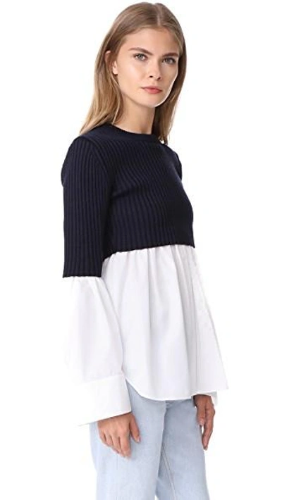 Shop Kenzo Long Sleeve Mix Knit Top In White