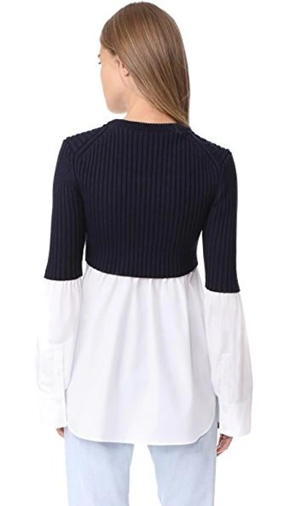 Shop Kenzo Long Sleeve Mix Knit Top In White