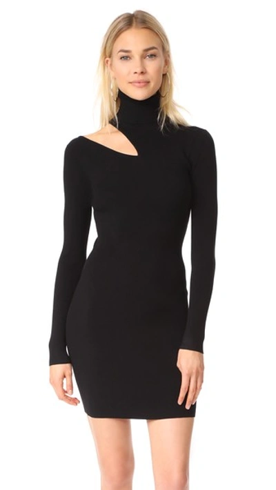 A.l.c West Long-sleeve Slit-shoulder Fitted Sweater Dress In Black