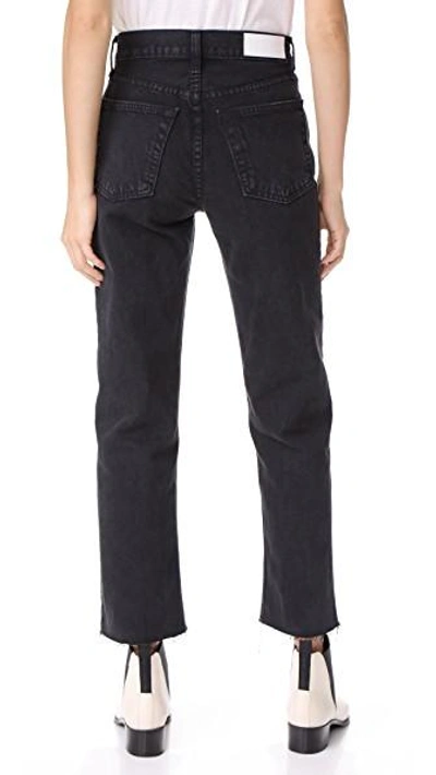 Shop Re/done High Rise Rigid Stove Pipe Jeans In Washed Black