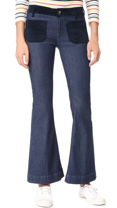 Seafarer Cropped Penelope Flare Jeans In Blue