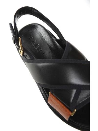 Shop Marni Fussbett Bi-colour Leather Slingback Sandals In Camel