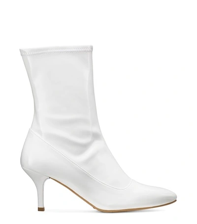 Stuart Weitzman Clingy Patent Sock Bootie In Snow White