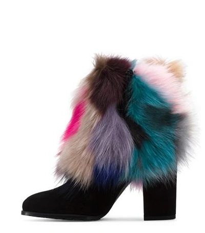 Shop Stuart Weitzman The Overcoat Bootie In Multi Fox Fur