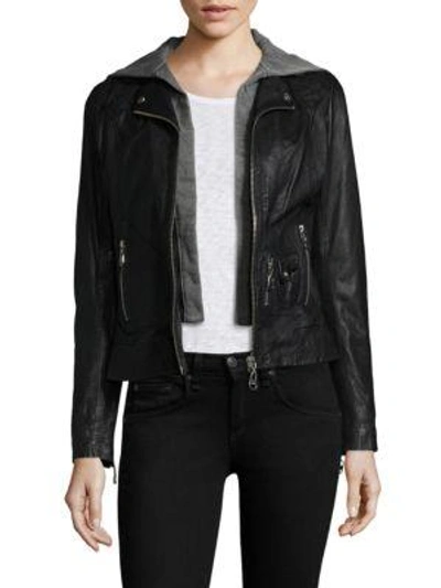 Doma Leather Hooded Jacket In Black
