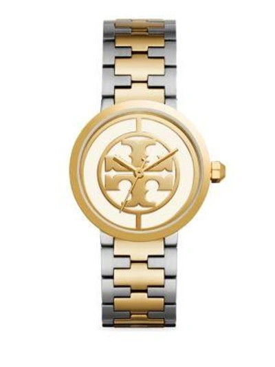 Shop Tory Burch Reva Stainless Steel Strap Watch In Yellow Gold-silver