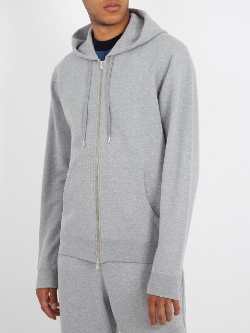 Sunspel Hooded Zip-through Cotton Sweatshirt In Grey | ModeSens