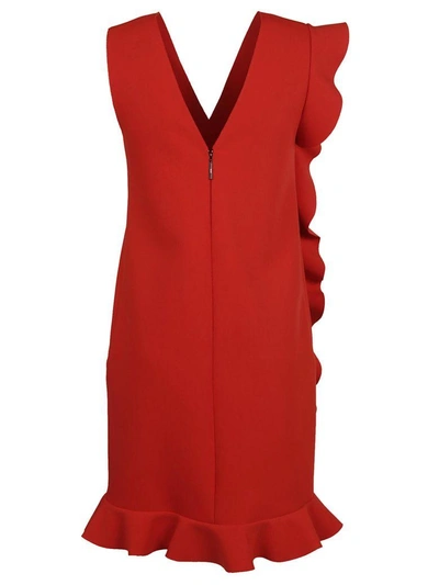 Shop Msgm Ruffle Detail Dress In Red