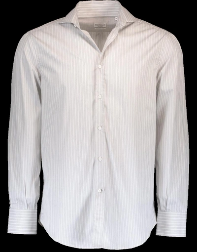 Shop Brunello Cucinelli Twill Stripe Shirt In Grywht