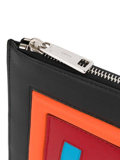 Shop Fendi Love Leather Clutch In Black