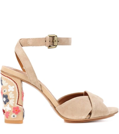 Shop See By Chloé Embroidered Suede Sandals In Sallia