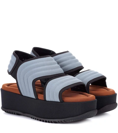 Marni Waved-stitch Neoprene Flatform Sandals In Grey