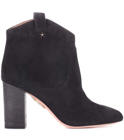 Shop Aquazzura Suede Ankle Boots In Black