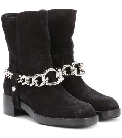 Miu Miu Suede Ankle Boots In Black