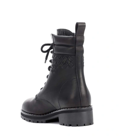 Shop Bottega Veneta Intrecciato Leather Ankle Boots In Black