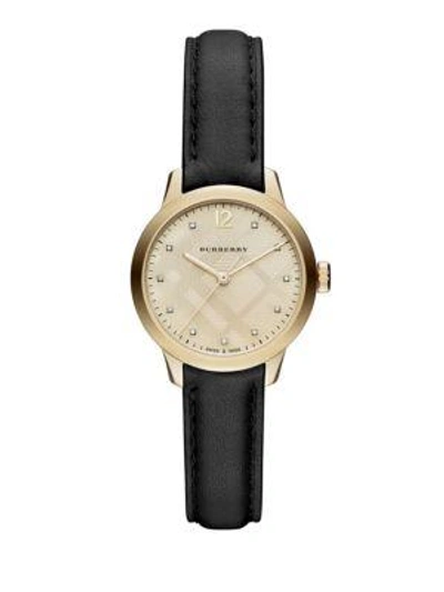 Shop Burberry Classic Round Strap Watch In Black