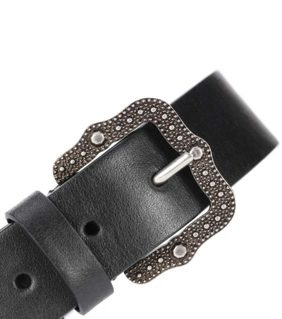 Shop Gucci Embellished Leather Choker In Black