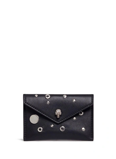 Shop Alexander Mcqueen Skull Eyelet And Stud Leather Envelope Card Holder