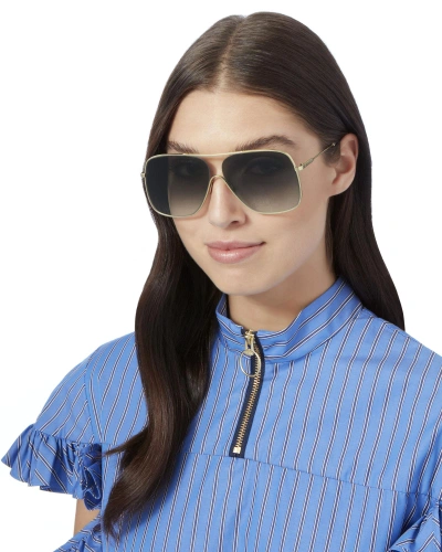 Shop Victoria Beckham Gold Loop Navigator Sunglasses