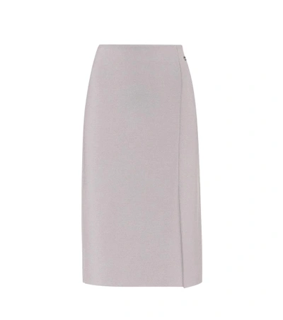 Ferragamo Stretch-wool Skirt In Grey