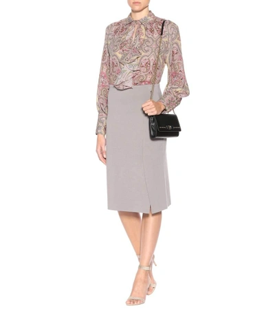 Shop Ferragamo Stretch-wool Skirt In Grey