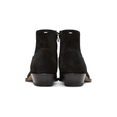 Shop Maison Margiela Black Suede Santiag Boots In 900 Black