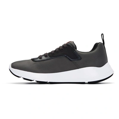 Shop Prada Grey Nylon Tech Sneakers In F073e Ghiaia