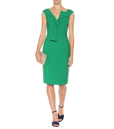 Shop Oscar De La Renta Stretch-wool Dress In Green