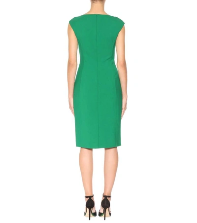 Shop Oscar De La Renta Stretch-wool Dress In Green