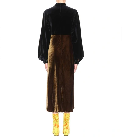 Shop Dries Van Noten Long-sleeved Cotton Midi Dress In Multicoloured