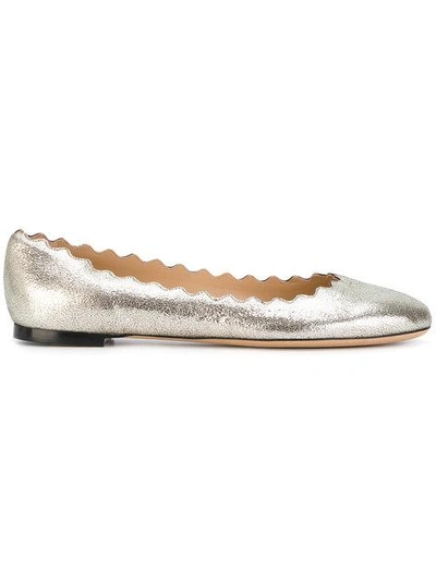 Shop Chloé Lauren Ballerinas In Metallic