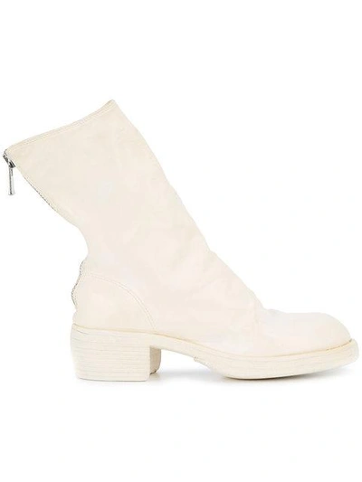 Shop Guidi Zipped Ankle Boots In White