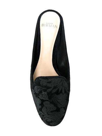 Shop Alexandre Birman Floral Embossed Slippers In Black