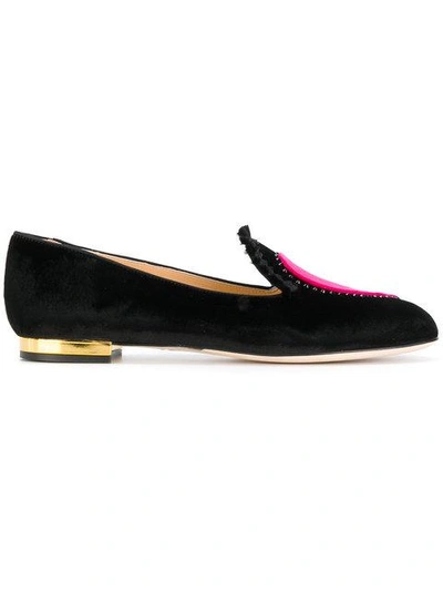 Shop Charlotte Olympia Broken Heart Slippers In Black