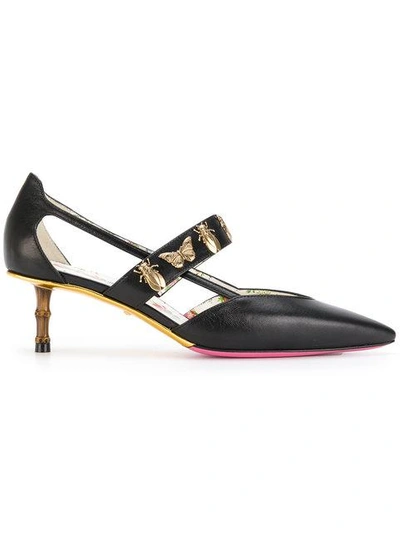 Shop Gucci Insect Studded Strap Pumps