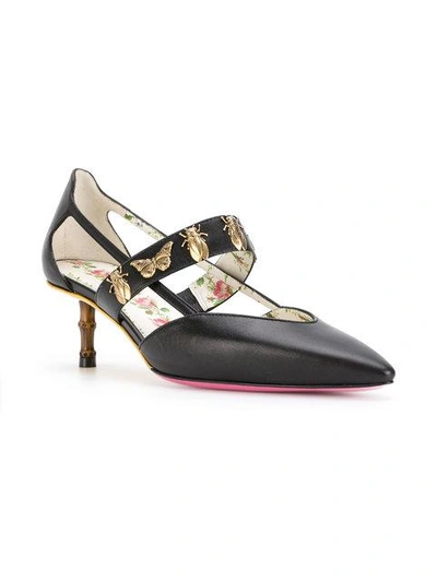 Shop Gucci Insect Studded Strap Pumps