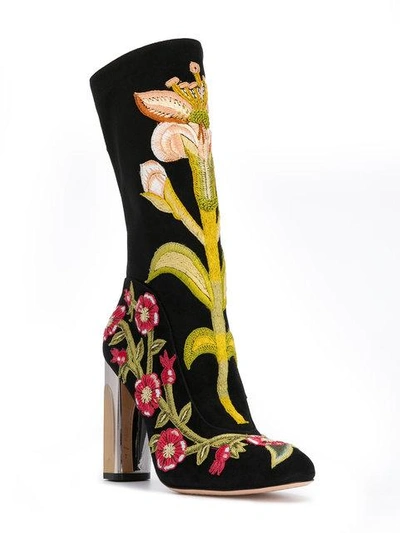 Shop Alexander Mcqueen - Floral Embroidered Boots