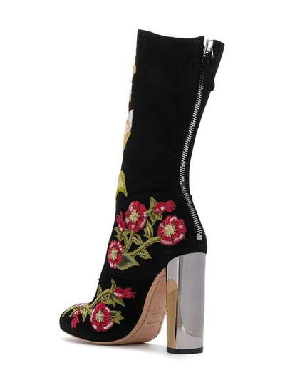 Shop Alexander Mcqueen - Floral Embroidered Boots