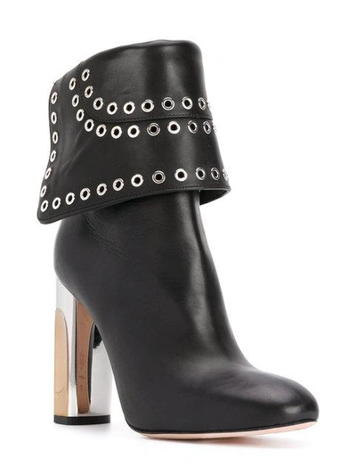 Bi-coloured Sculpted Heel Eyelet ankle boots