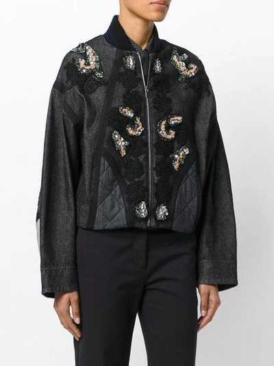 Shop Antonio Marras Sequin And Floral Embroidered Jacket In Grey