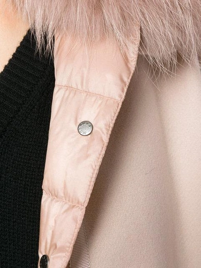 Shop Moncler Padded Fur Collar Coat In Pink