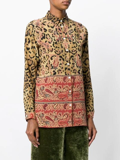 Shop Etro Mixed Paisley And Leopard Print Blouse