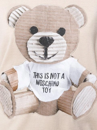 Shop Moschino Toy Bear Fine Knit Sweater - Neutrals In Nude & Neutrals