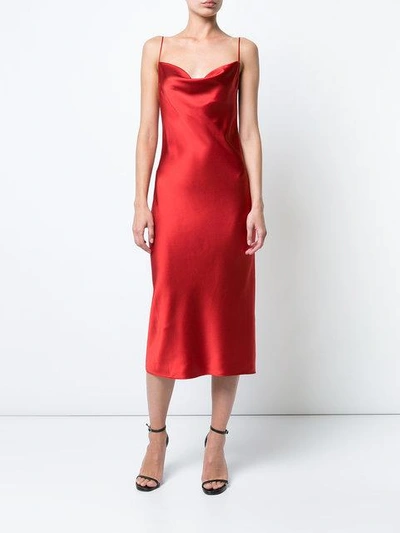 Shop Fleur Du Mal Fitted Midi Dress In Red