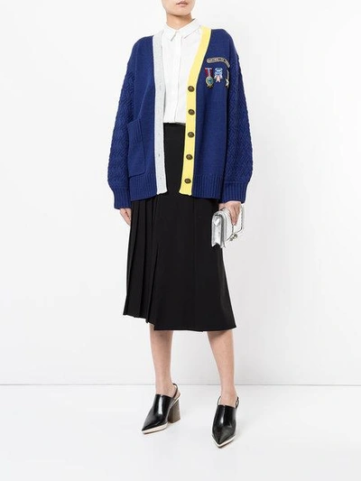 Shop Mira Mikati Badge And Patch Cardigan In Blue