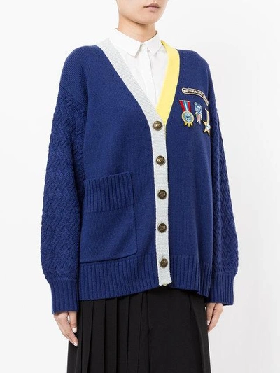 Shop Mira Mikati Badge And Patch Cardigan In Blue