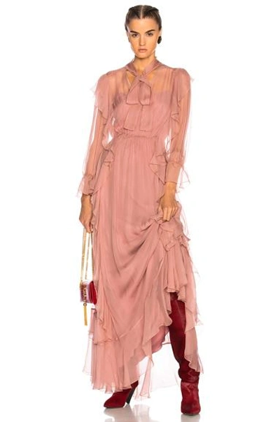 Shop Alberta Ferretti Ruffle Gown In Pink
