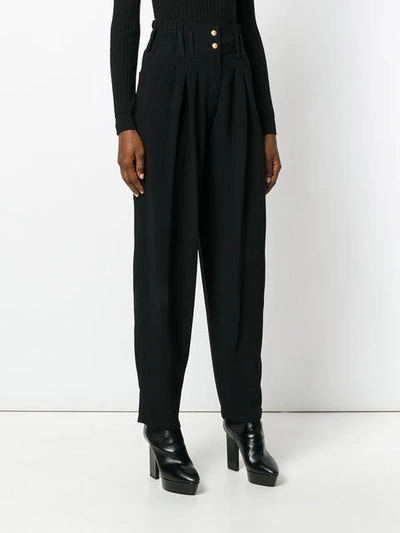 Shop Balmain High Waisted Trousers In Black